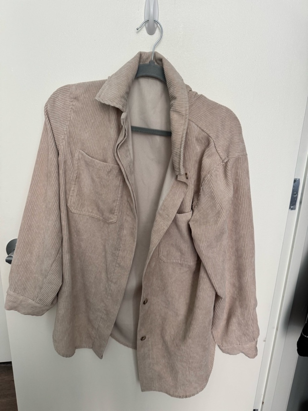 Corduroy Shirt Jacket in Beige